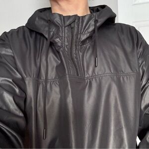 Pull-over Anorak Windbreaker Jacket w/ hoodie Black Medium